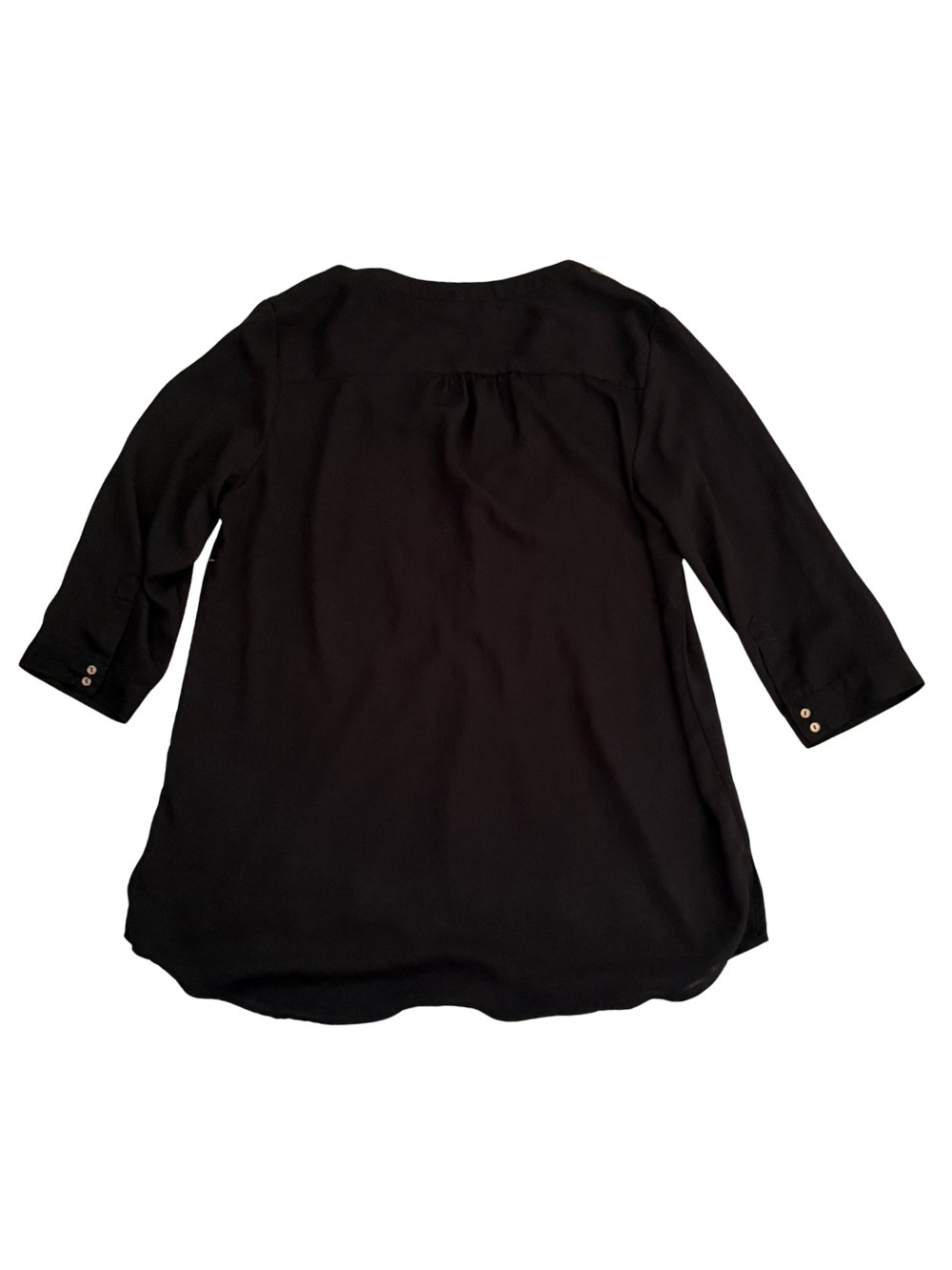 Le Château Black Floral Tunic Blouse 3/4 Sleeve Size L - Picture 5 of 5
